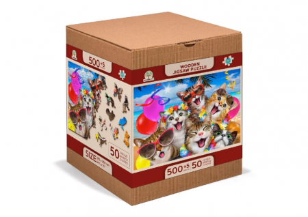 8+ - Puzzle din lemn, Petrecerea pisicutelor, 505 piese