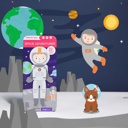 Puzzle magnetic in cutie metalica, joc de potrivire si asociere - Aventurierii Spatiului [5]
