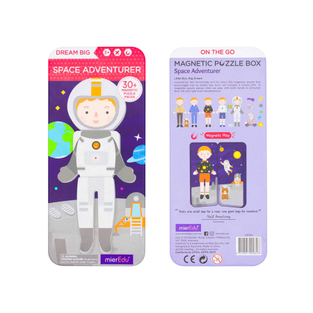 Puzzle magnetic in cutie metalica, joc de potrivire si asociere - Aventurierii Spatiului [1]
