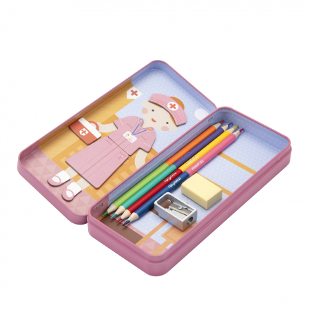 Puzzle magnetic in cutie metalica, joc de potrivire si asociere - Doctor [6]