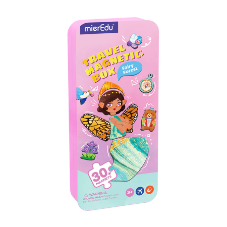 Noutati - Puzzle magnetic in cutie metalica, joc de potrivire si asociere - Padurea Zanelor