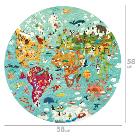 Puzzle rotund, 150 piese, Boppi - Harta Lumii [2]
