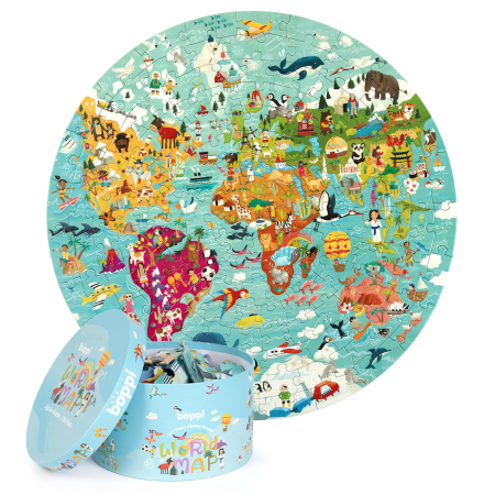 Puzzle rotund, 150 piese, Boppi - Harta Lumii [3]