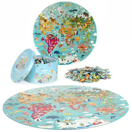 Puzzle rotund, 150 piese, Boppi - Harta Lumii [1]