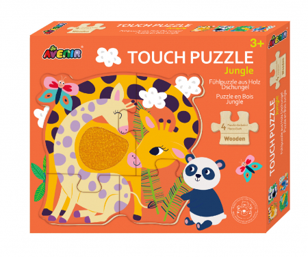 Jocuri educative - Puzzle tactil din lemn - Jungla