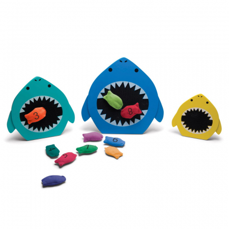 Jocuri educative - Rechinii infometati, joc de sortare si aruncare la tinta, BS Toys
