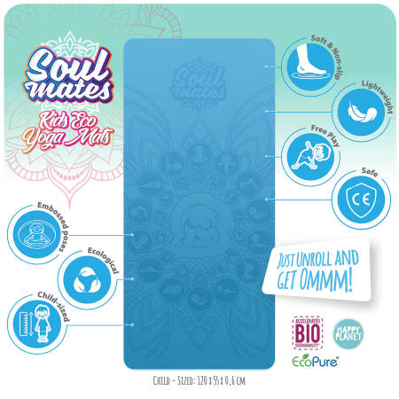 Saltea Yoga pentru copii, ecologica - Wave, albastra [2]