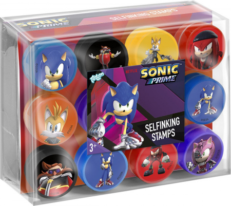 Jocuri creative - Set 12 stampile cu Sonic Prime ,cu tus propriu