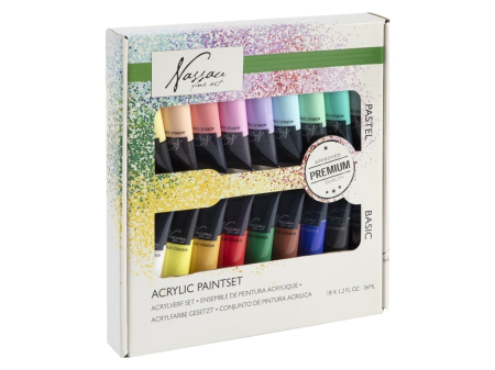 Noutati - Set 18 culori acrilice, pastel si de baza, Fine Art, Nassau