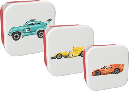 Noutati - Set 3 cutii pentru alimente, design masini de curse