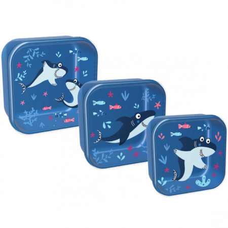 Noutati - Set 3 cutii pentru alimente, design rechini