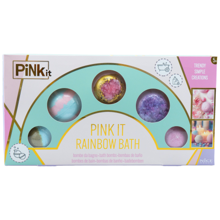 Noutati - Set 5 bombe de baie curcubeu, Pink It