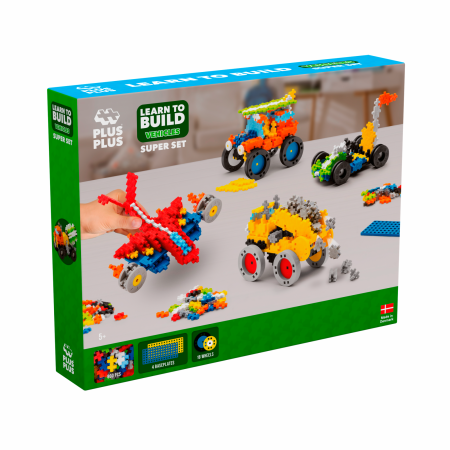 Noutati - Set constructie Plus-Plus, 500 piese, Invata sa construiesti vehicule