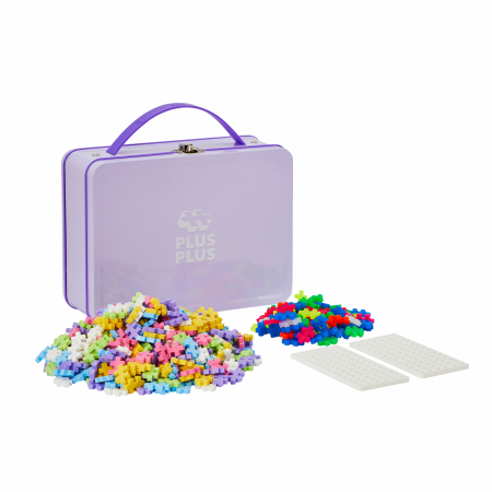 Set constructie Plus-Plus, 600 piese, portabil, in cutie metalica, culori pastelate [1]