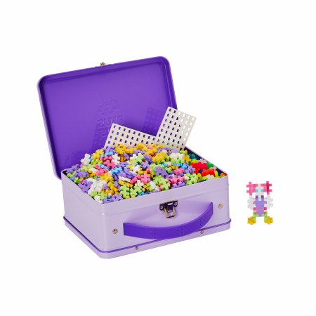 Set constructie Plus-Plus, 600 piese, portabil, in cutie metalica, culori pastelate [3]