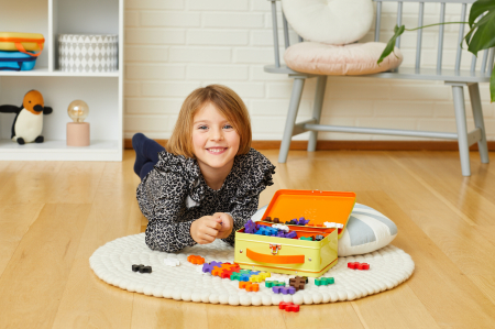Set constructie Plus-Plus, 70 piese mari, portabil, in cutie metalica, culori standard [3]