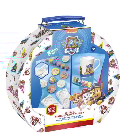 5-7 ani - Set creativ 2 in 1, Paw Patrol figurine din ipsos si cana, Patrula Catelusilor