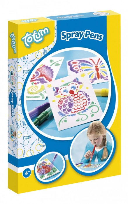 Jocuri de logică și de memorie - Set creativ de desenat cu sabloane si carioci spray