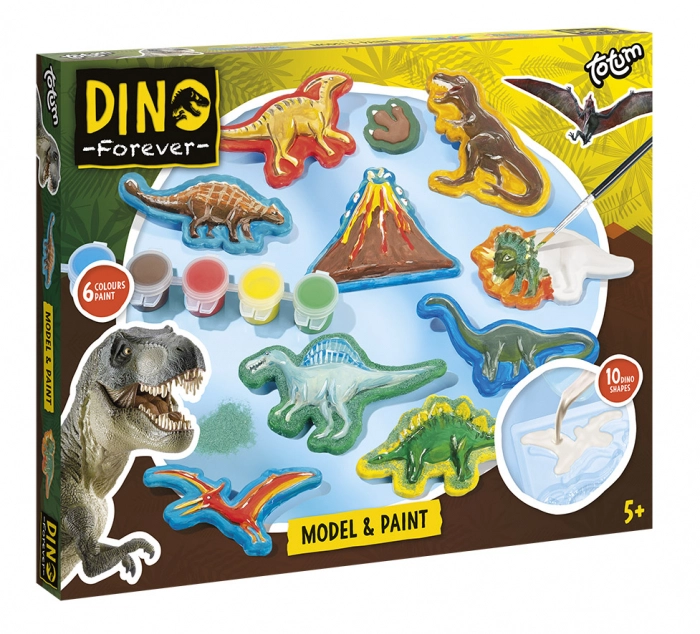 Jocuri de logică și de memorie - Set creativ DIY Modeleaza si picteaza dinozauri