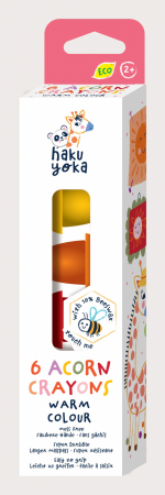 Jocuri creative - Set de 6 creioane cerate in forma de ghinda, Haku Yoka - culori calde