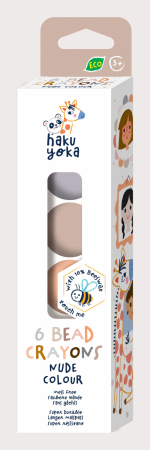Jocuri creative - Set de 6 creioane cerate in forma de margele, Haku Yoka - culori Nude