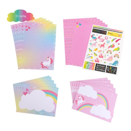 Set de papetarie cu design unicorn si abtibilduri, 21 de piese [2]
