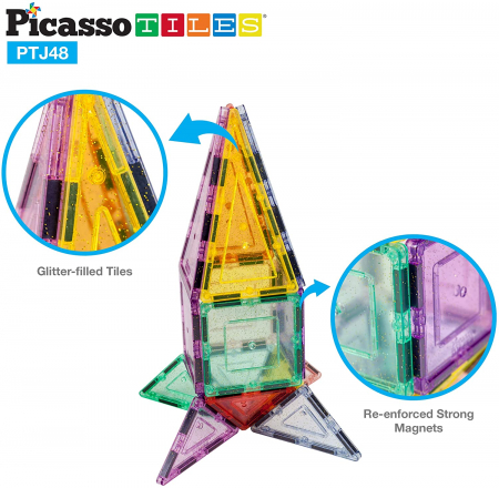 Set magnetic de construit 48 de piese cu sclipici [2]