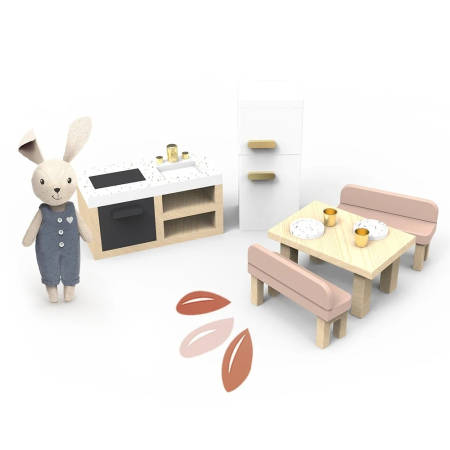 Noutati - Set mobilier bucatarie pentru casa de papusi, Speedy Monkey