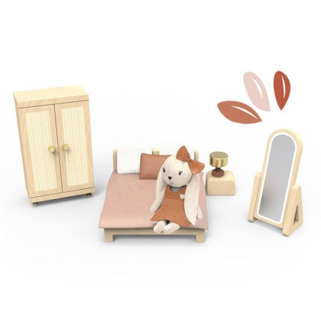 Noutati - Set mobilier dormitor pentru casa de papusi, Speedy Monkey