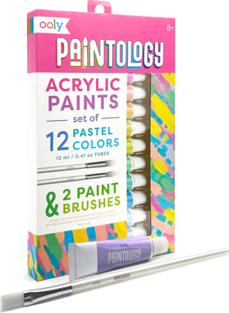 Set vopsele acrilice Paintology, 12 culori pastel si 2 pensule [0]