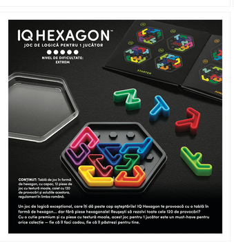 Noutati - Smart Games - IQ Deluxe - Hexagon, joc de logica cu 120 de provocari, 14+ ani, editie lb. Romana