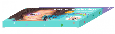 Trusa make-up pictura fata cu sabloane incluse - sase culori non-alergice - curcubeu si stele [4]