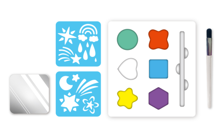 Trusa make-up pictura fata cu sabloane incluse - sase culori non-alergice - curcubeu si stele [3]