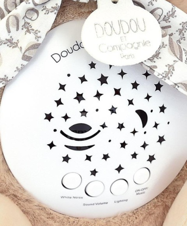 Veioza muzicala cu proiectie, iepuras pufos, 19 cm, bej deschis [1]