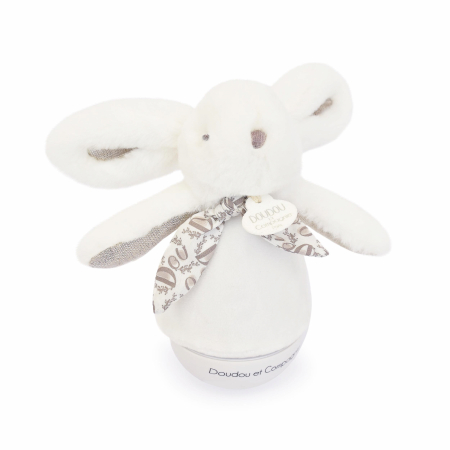 Noutati - Veioza muzicala iepuras pufos, 16 cm, alb