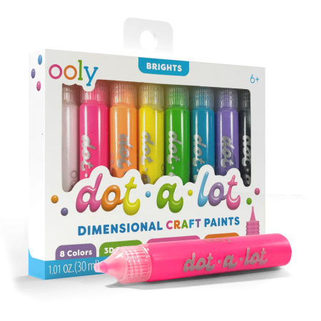 Noutati - Vopsea 3D pentru tehnica punctului – Dot-a-Lot, set de 8 culori Brights