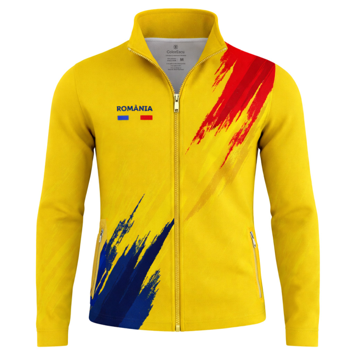 Bluză de trening, România, material tehnic sport, culoare galbenă, tricolor,  CS66 [1]