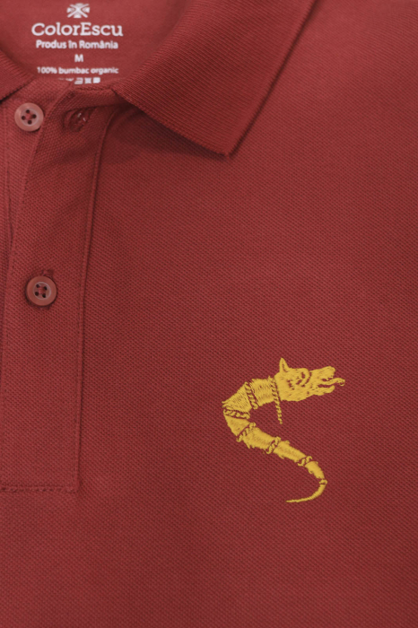 Bluza polo Lup Dacic, maneca lunga, broderie, culoare roșu cărămiziu CDAC111 [2]