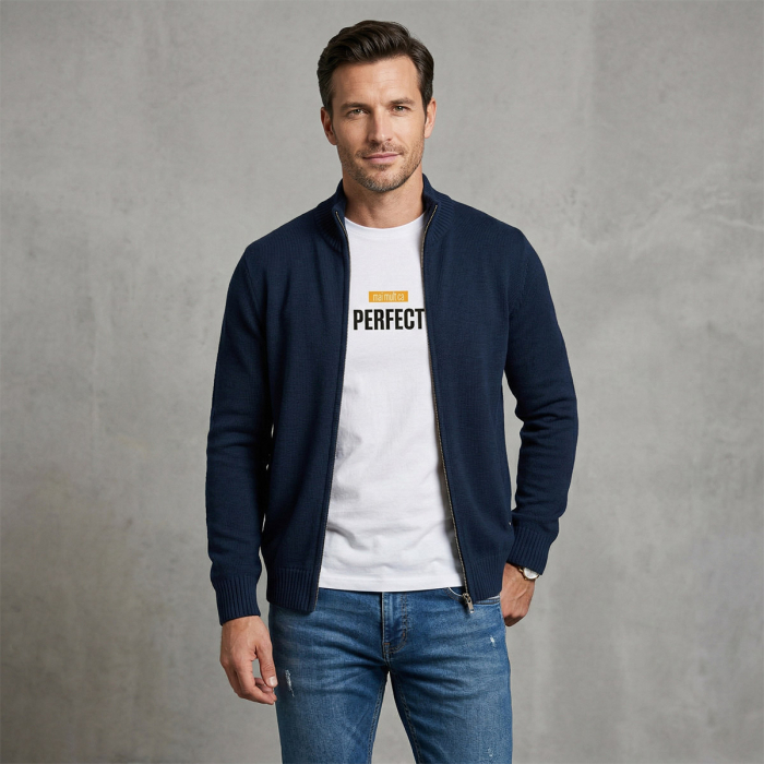 Cardigan cu fermoar, bărbat, culoare bleumarin CH25 [5]