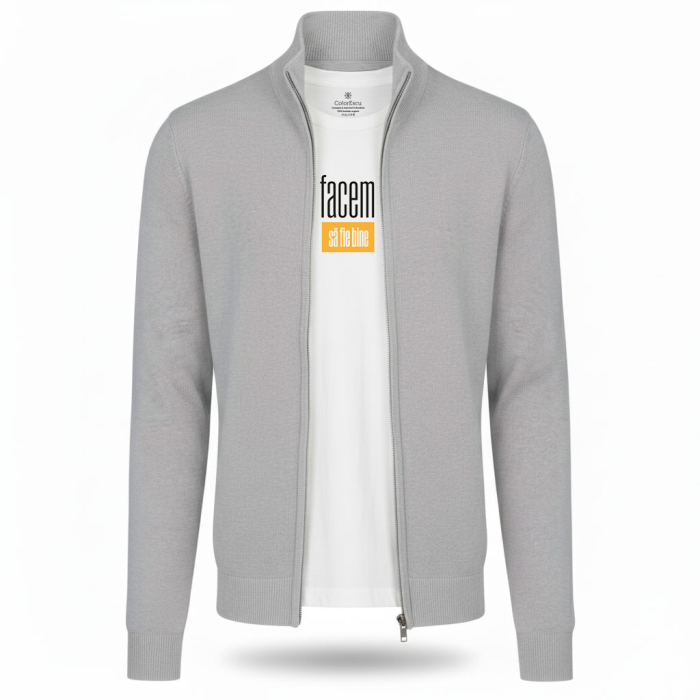 Cardigan cu fermoar, bărbat, culoare gri, CH26 [3]