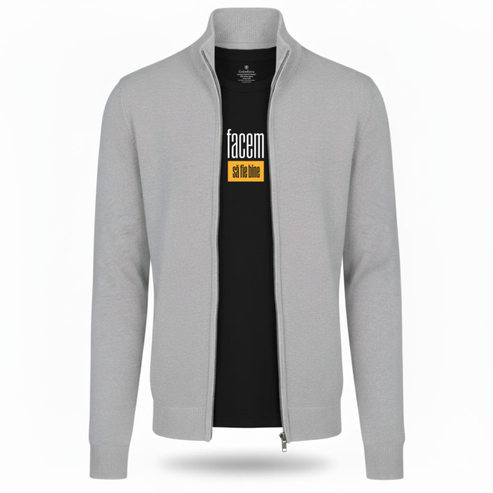 Cardigan cu fermoar, bărbat, culoare gri, CH26 [2]