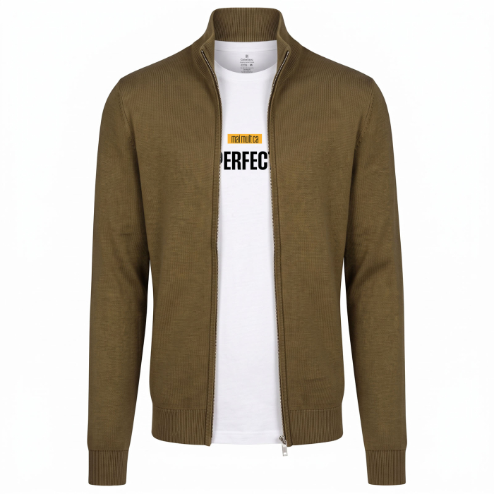 Cardigan cu fermoar, bărbat, culoare kaki, CH33 [1]