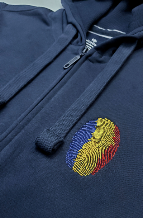 Hanorac Amprentă România, fermoar, broderie, culoare bleumarin, CH20 [2]