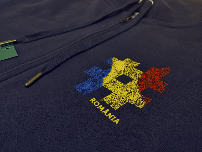 Hanorac #România, fermoar, bărbat, culoare bleumarin [2]