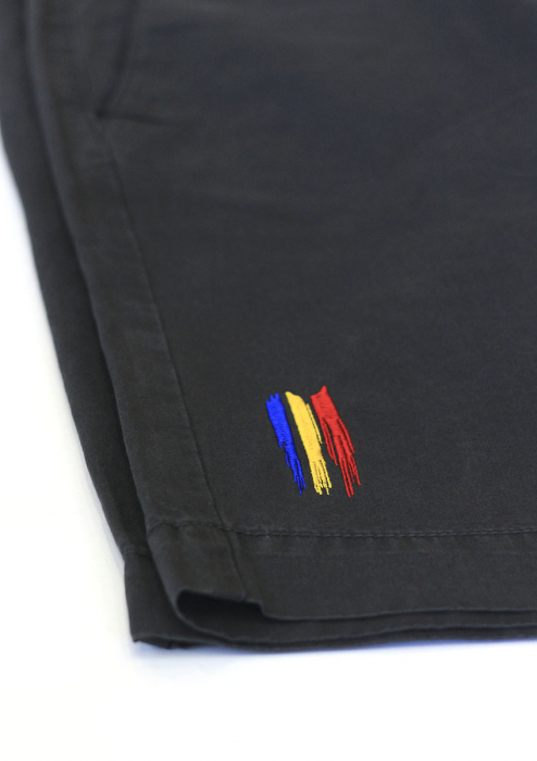 Pantaloni scurți casual Tricolor, broderie, culoare neagră, CA91 [2]