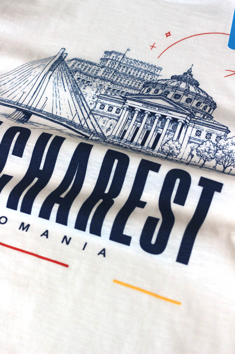 Tricou Bucharest, bărbat, culoare albă CRP123 [2]