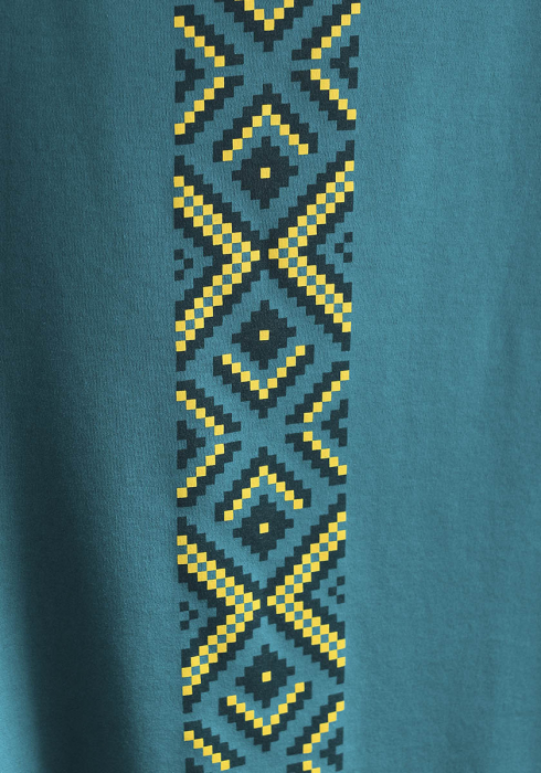Tricou croială lungă Simboluri Românești, culoare turcoaz [2]