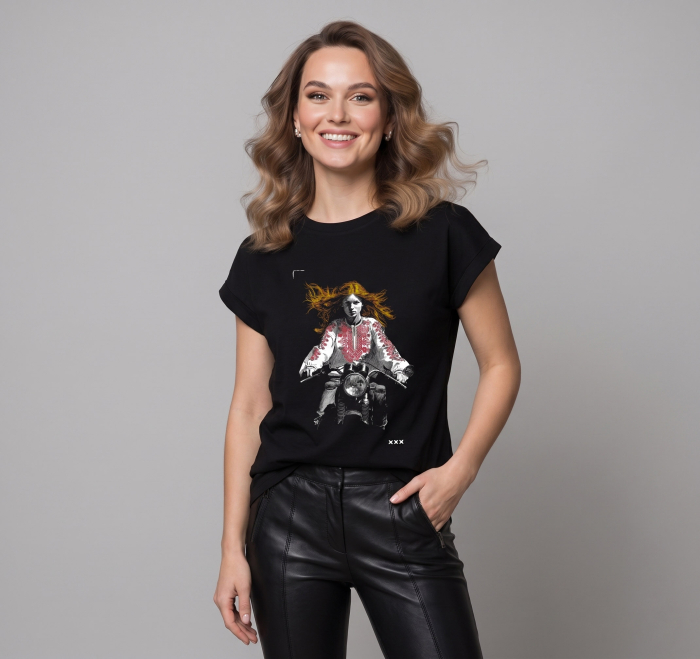 Tricou FantezIE pe motor, damă, culoare neagră CIR157 [3]