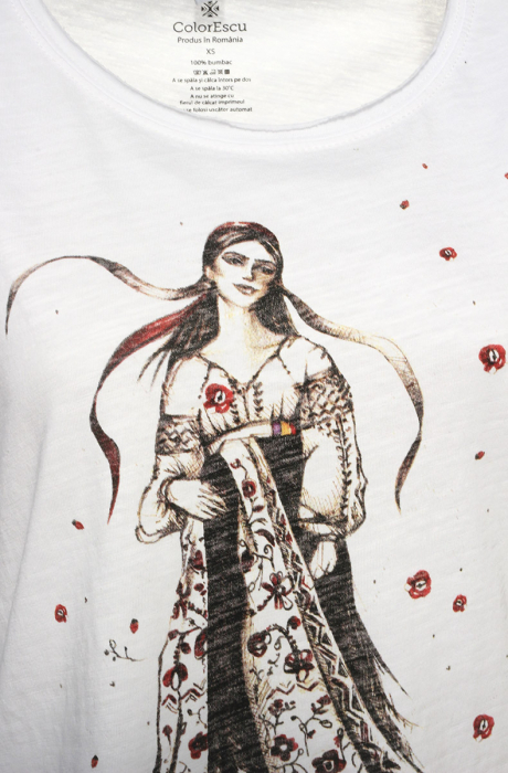 Tricou Fata cu Povești, dama, culoare alba, CIR141 [3]