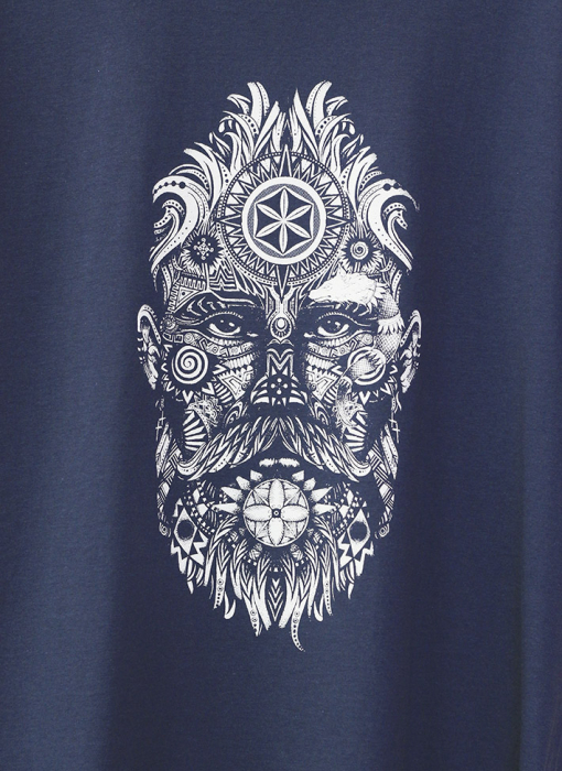 Tricou Fată Tatuată simboluri, bărbat, culoare denim, CDAC106 [2]